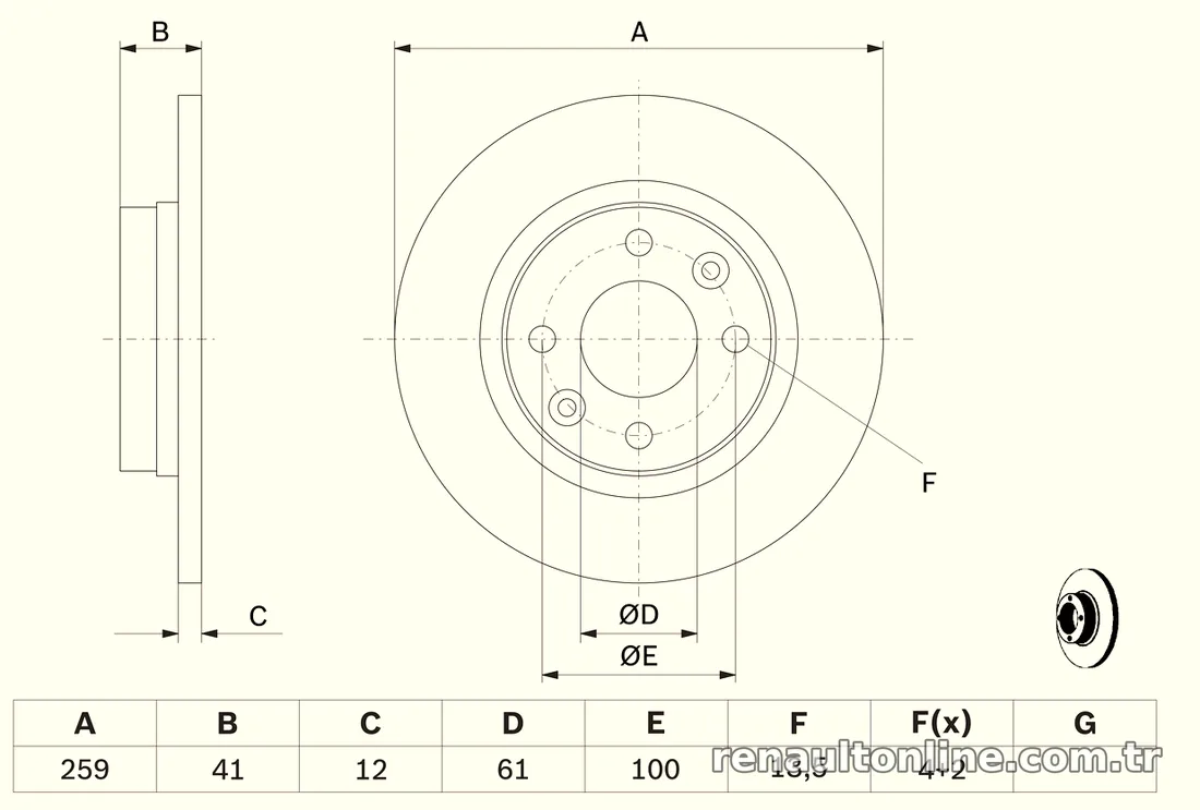 BOSCH 0986479164 Fren Disk Ayna - BOSCH - 0986479164