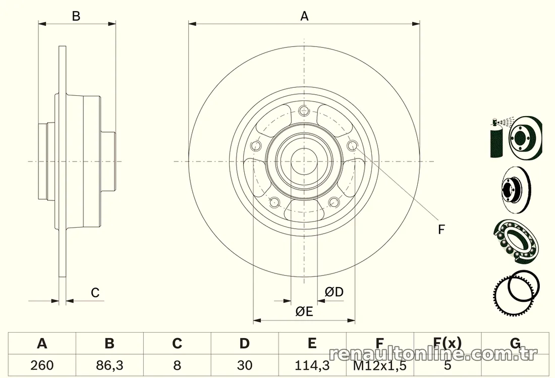 BOSCH 0986479E78 Fren Disk Ayna - BOSCH - 0986479E78