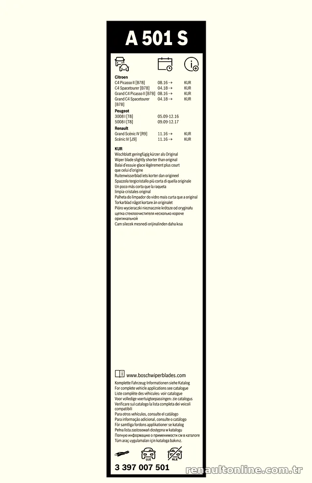 BOSCH 3397007501 Silecek Süpürgesi - BOSCH - 3397007501