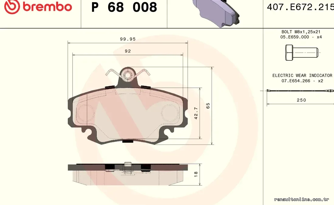 BREMBO P68008 Fren Disk Balata - BREMBO - P68008