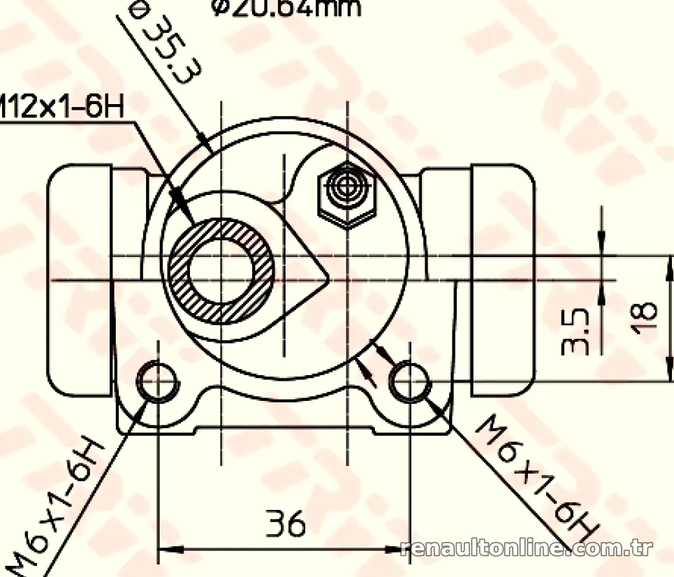 ARKA TEKER SILINDIRI SOL XSARA ZX C ELYSEE P206 P206+ (T3E) P301 P306 ABSSIZ ZX (20,60MM) BOSCH TIPI - TRW - TRW BWF166