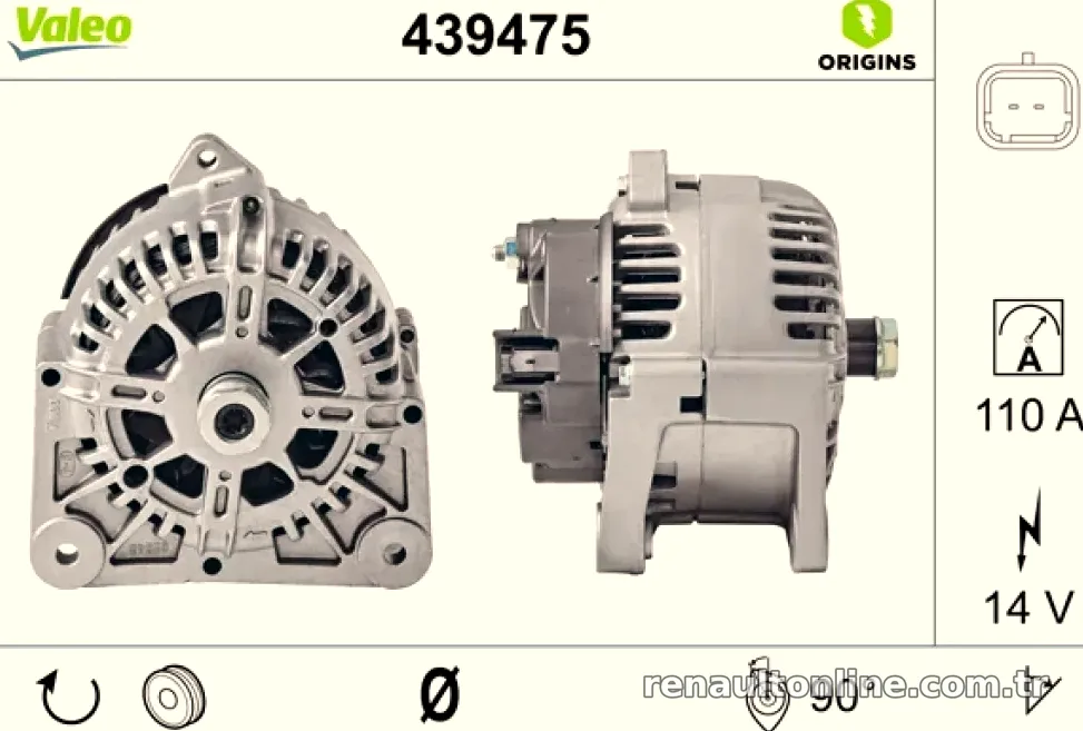 ALTERNATOR 12V 110A TG11C011 CLIO II 1,5DCI MEGANE II (437434) - Valeo - VALEO 439475
