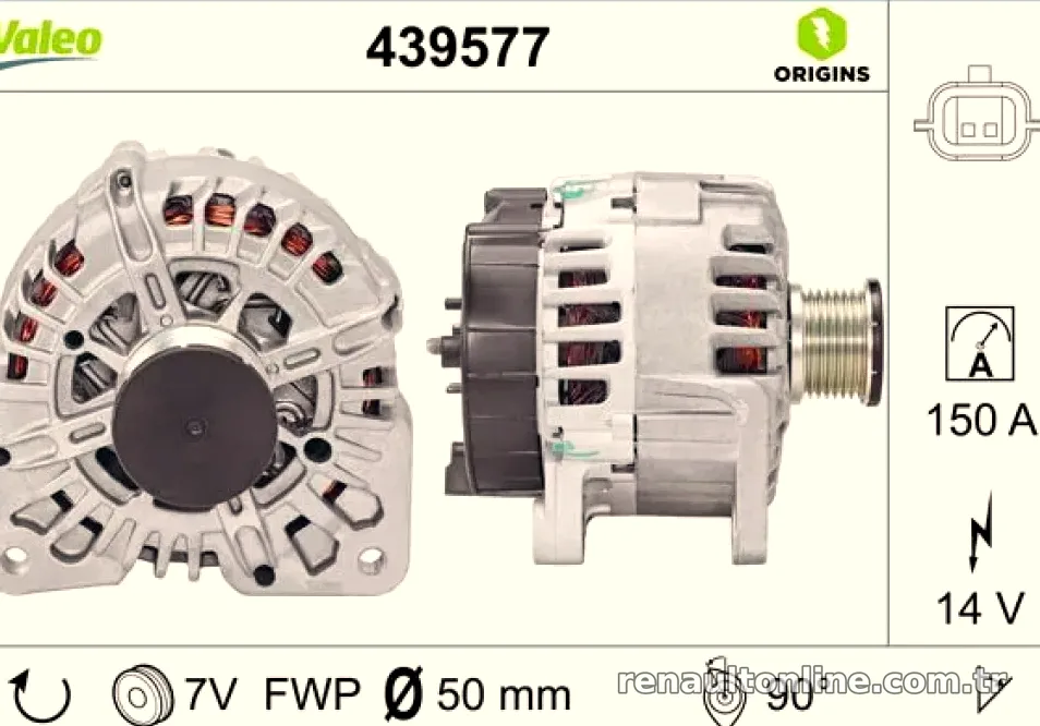 ALTERNATOR 12V 150A MEGANE II SCENIC II 2,0DCI 05> - Valeo - VALEO 439577