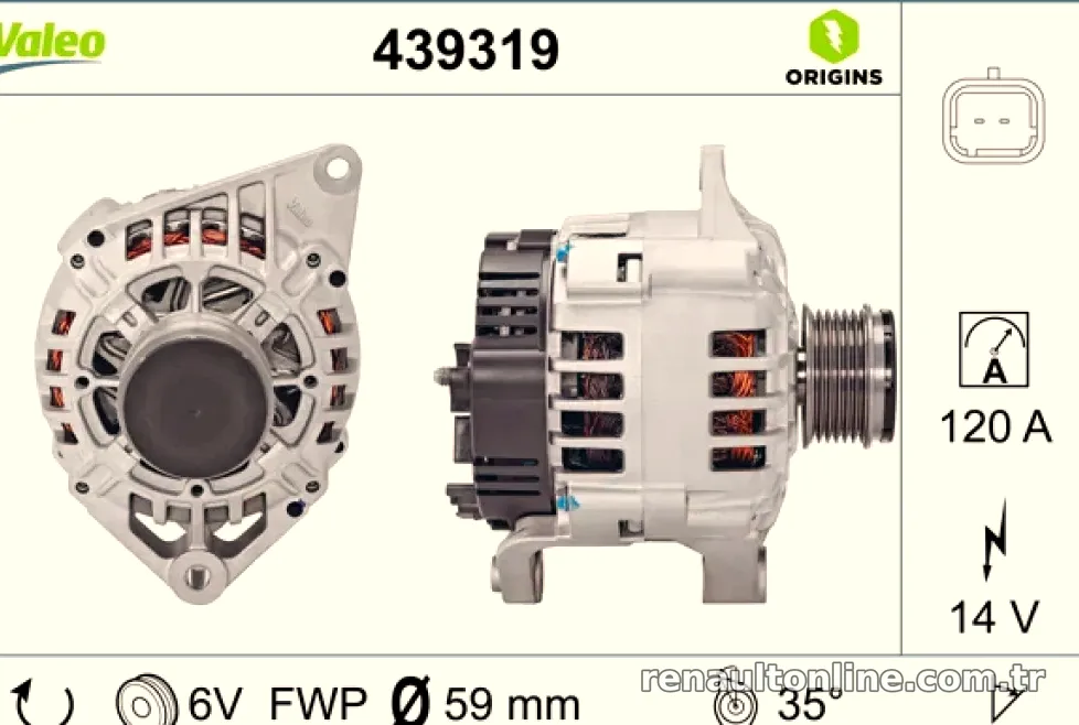 ALTERNATOR 14V 120A SG10B019 MEGANE 1,9DCI SCENIC 97 01 - Valeo - VALEO 439319