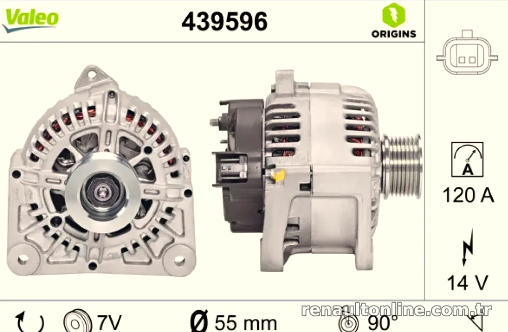 ALTERNATOR CLIO III 1,2 / 2,0 16V MODUS TWINGO 1,2 - Valeo - VALEO 439596