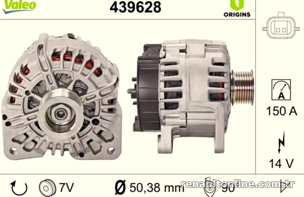 ALTERNATOR LAGUNA III 2,0 16V - Valeo - VALEO 439628