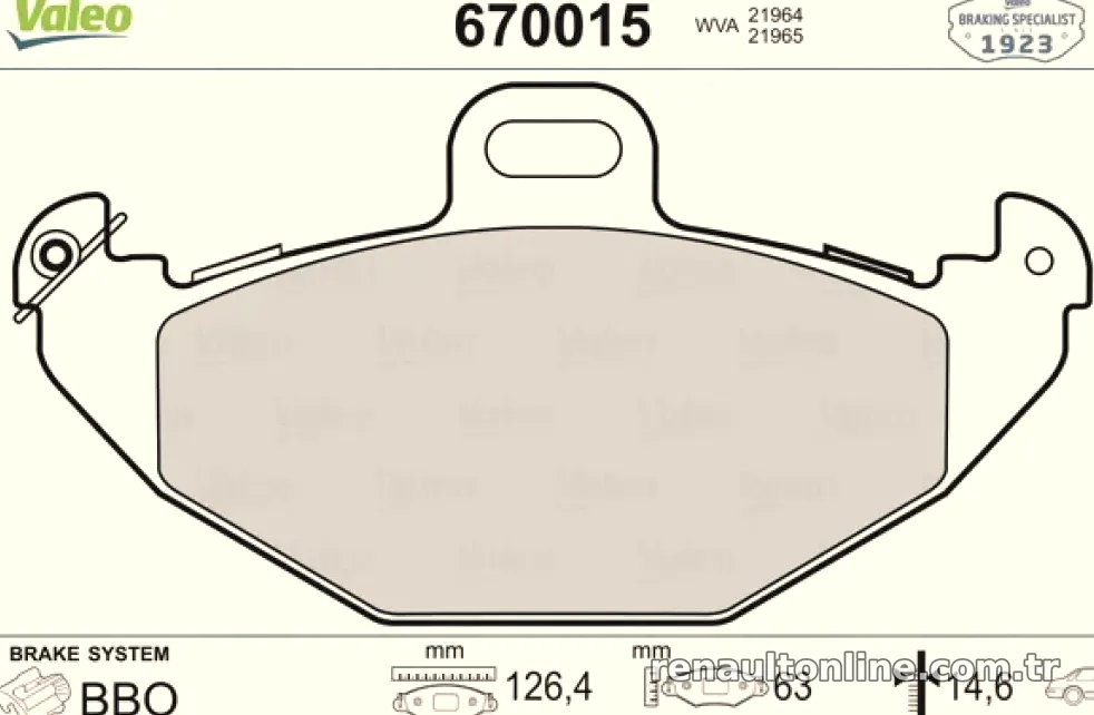 DISK FREN BALATASI (ARKA) RENAULT LAGUNA I (95>01) - Valeo - VALEO 670015