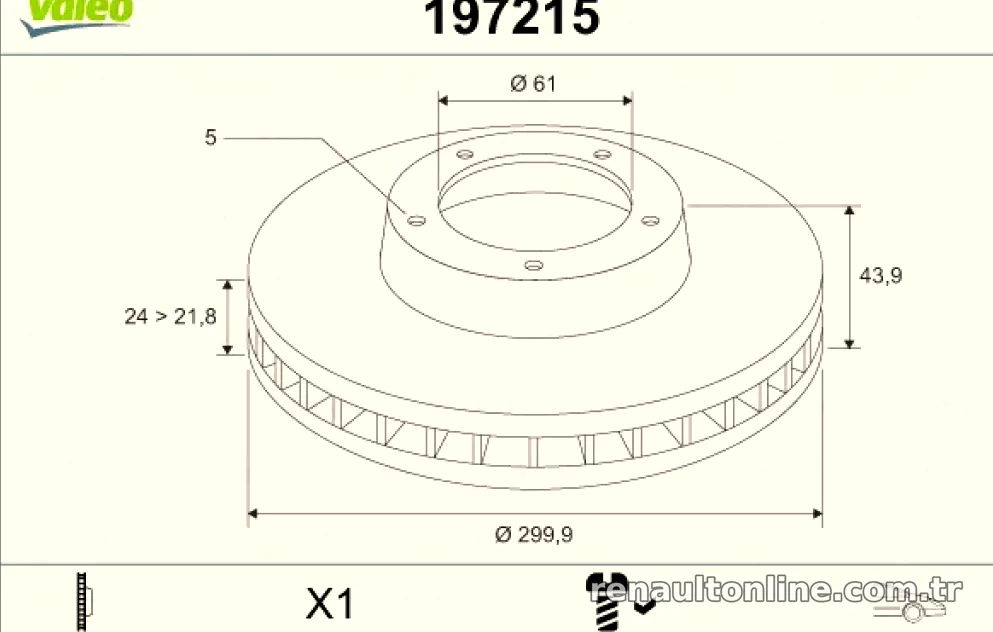 FREN DISKI (ON) / (X1) REN SCENIC II - Valeo - VALEO 197215