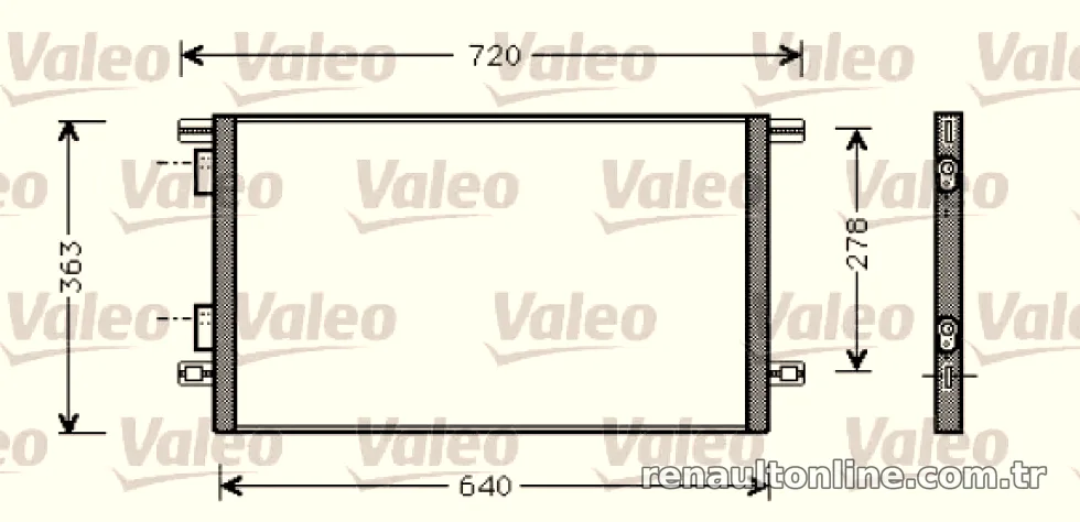 KLIMA RADYATORU (KONDANSER) LAGUNA I K4M 97> (595×362×16) - Valeo - VALEO 818008