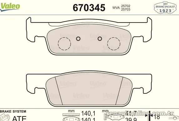 VALEO 670345 Fren Disk Balata - VALEO - 670345