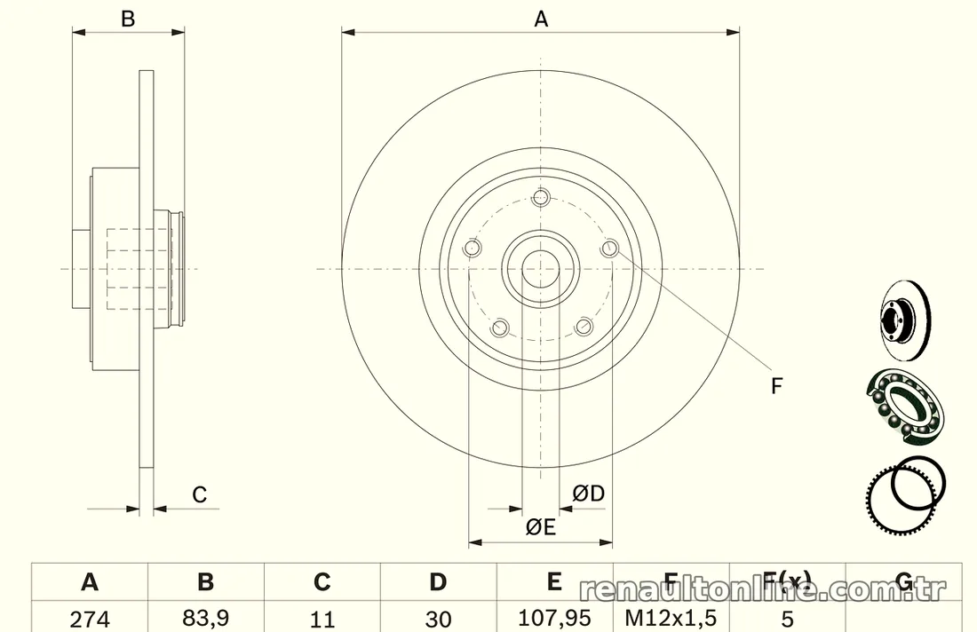 BOSCH 0986479273 Fren Disk Ayna - BOSCH - 0986479273