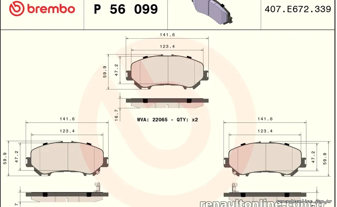 BREMBO P56099 Fren Disk Balata - BREMBO - P56099