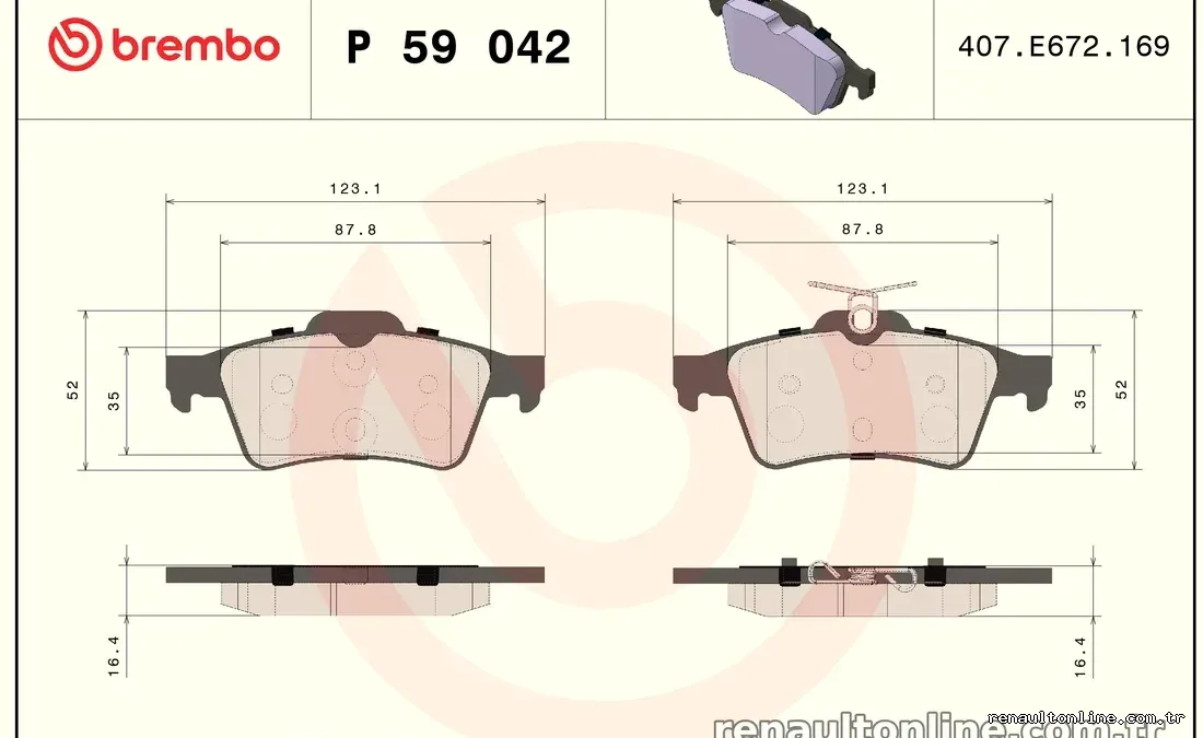 BREMBO P59042 Fren Disk Balata - BREMBO - P59042