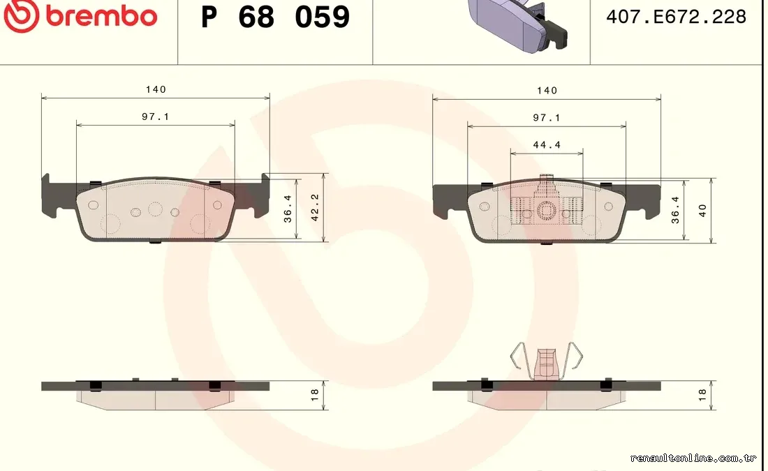 BREMBO P68059 Fren Disk Balata - BREMBO - P68059