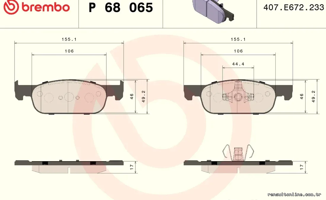 BREMBO P68065 Fren Disk Balata - BREMBO - P68065