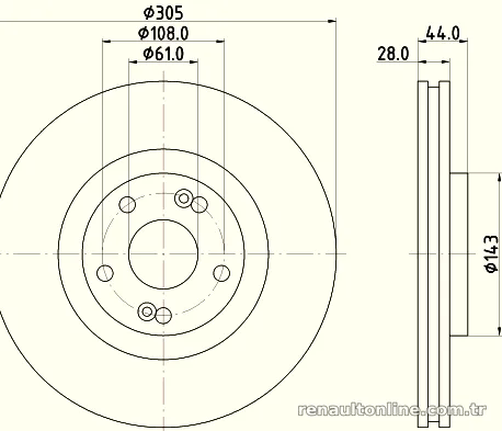 HELLA PAGID 8DD355108461 Fren Disk Ayna - HELLA PAGID - 8DD355108461