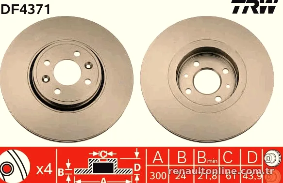 TRW DF4371 Fren Disk Ayna - TRW - DF4371