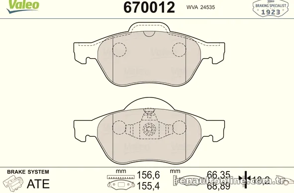 VALEO 670012 Fren Disk Balata - VALEO - 670012