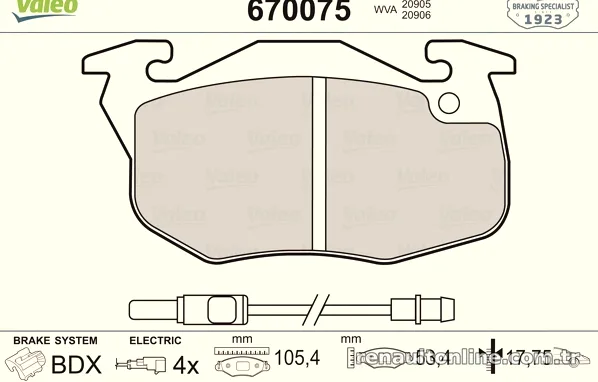 VALEO 670075 Fren Disk Balata - VALEO - 670075