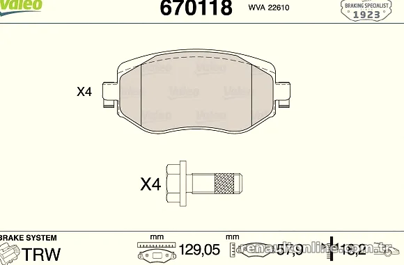 VALEO 670118 Fren Disk Balata - VALEO - 670118